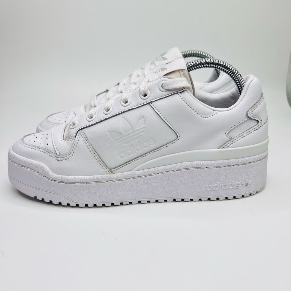 Adidas Originals Forum Bold Triple White Leather Lace Up Platform Sneake… - Picture 6 of 16